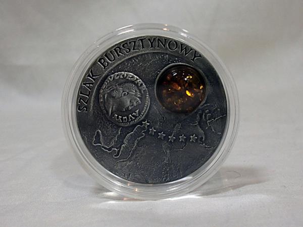 2001年 ポーランド 琥珀交易 20ズオチ 琥珀入り銀貨